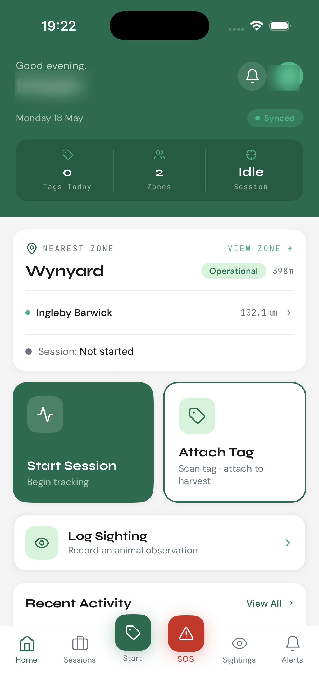 WildTrack field app — home